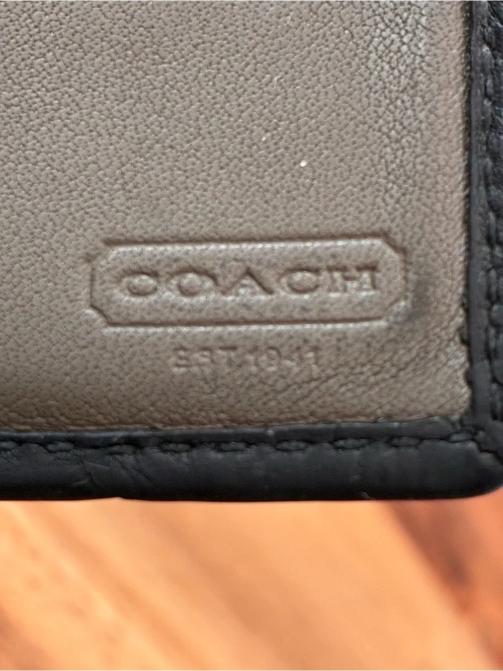 COACH Men’s Black Leather Wallet Bifold Billfold w/ Gray Canvas Accent